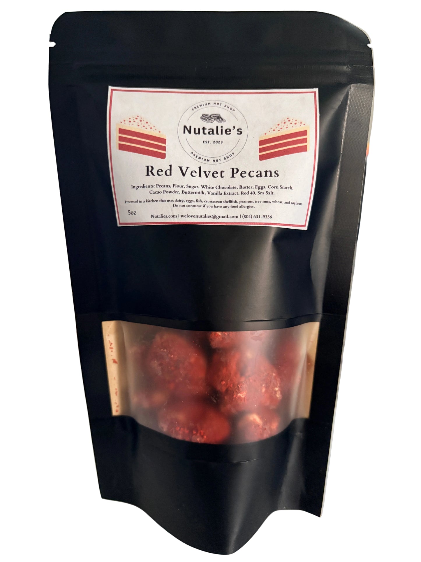 Red velvet cake pecans by Nutalie’s Premium Nut Shop